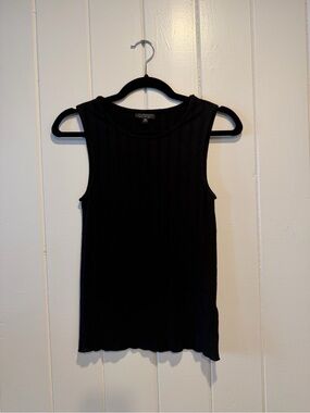 Topshop Ribbed Tank Top US 4 | Black Sleeveless Basic Minimal Summer
